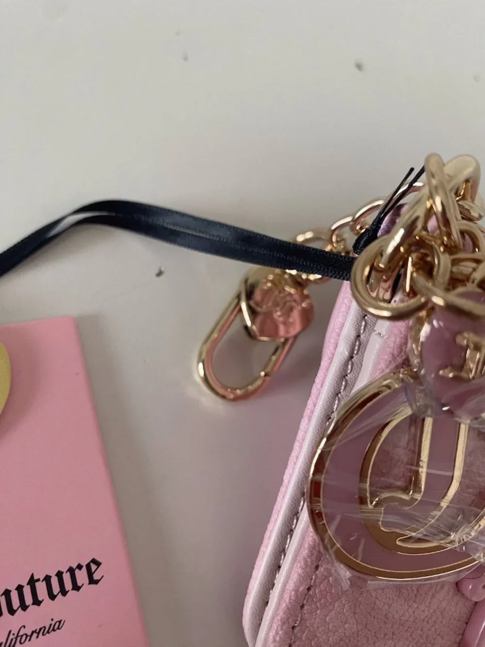 Juicy Couture The Bubble Pop Dual Sided Card Case In Flamingo Pink W/Charm NEW
